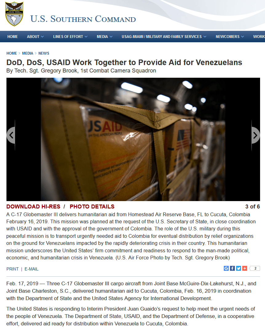 USAID-military-DOD-DOS-Southcom-Venezuela-aid-coup