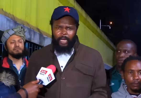 Booker Ngesa Omole, general secretary of the Communist Party Marxist - Kenya, giving statements to the press. File photo.