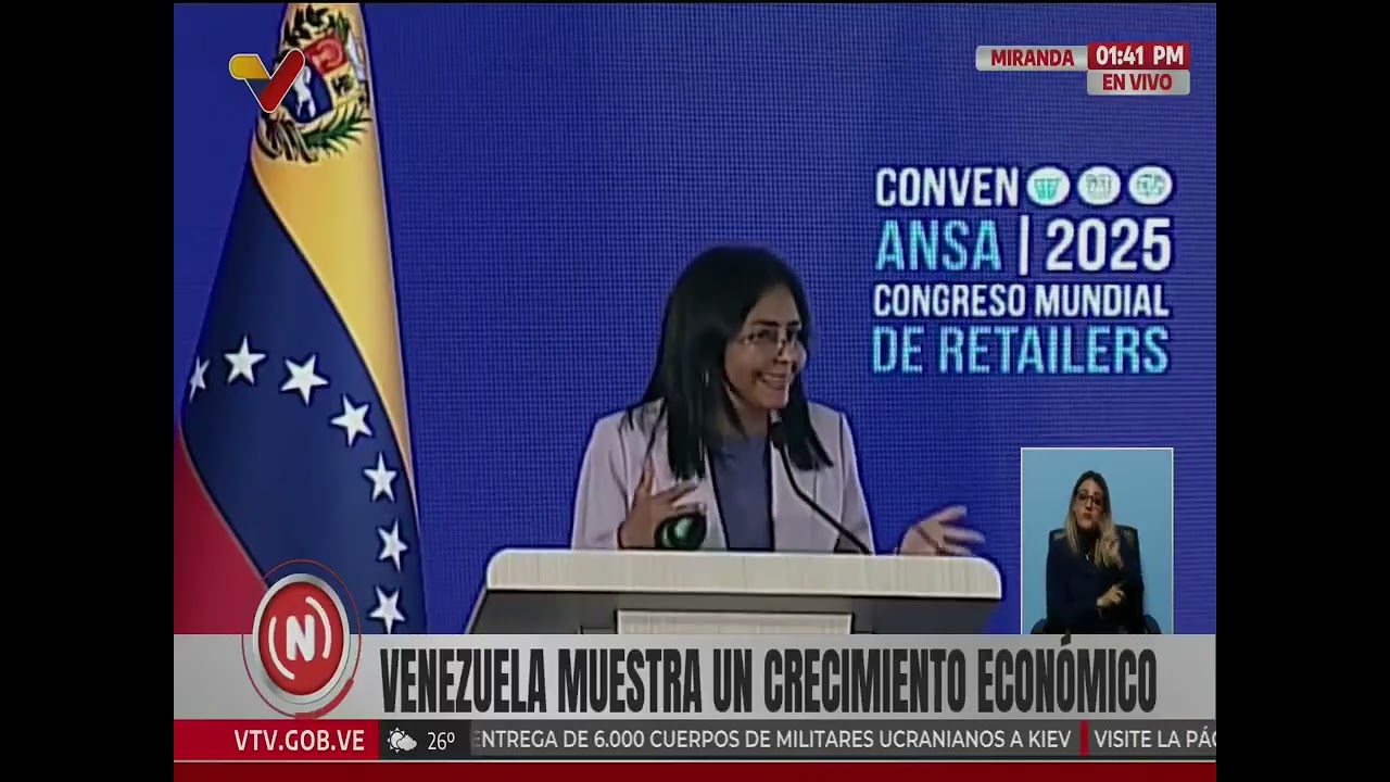 Delcy Rodríguez sobre mafias cambiarias y economía en el Congreso Mundial de Retailers 2025
