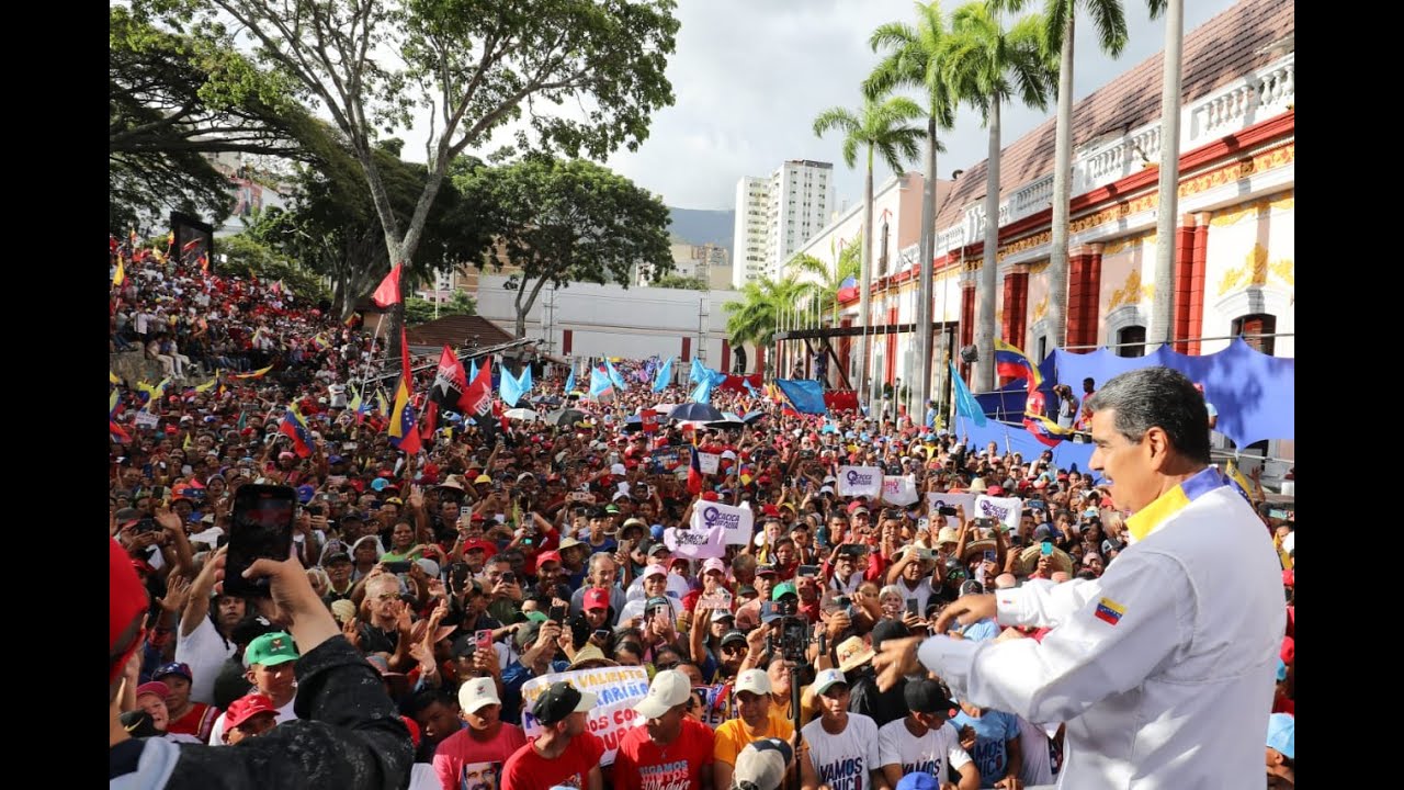 Maduro en gran marcha en Caracas, 3 agosto 2024, celebran victoria en elecciones presidenciales