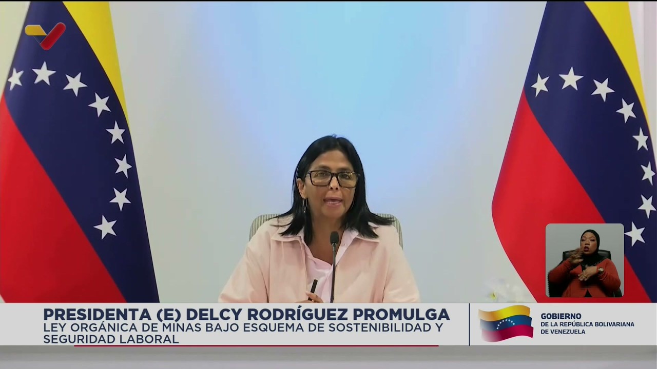 Delcy Rodríguez promulga Ley Orgánica de Minas y anuncia reincorporación de Venezuela al FMI