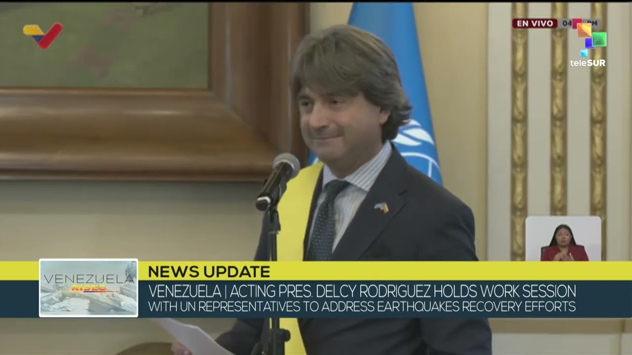 Acting president Delcy Rodriguez holds work session with UN representative