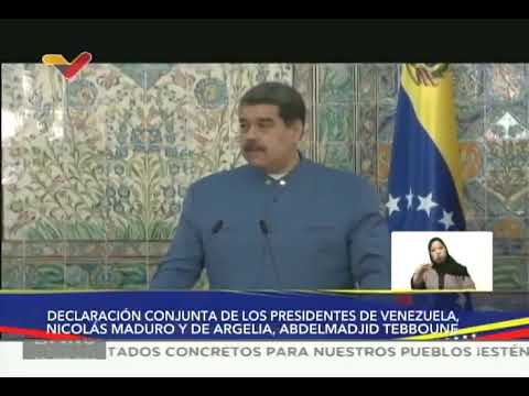 Maduro y Tebboune (Pdte Argelia) dan su apoyo a Palestina, Saharaui y Libia en declaración conjunta