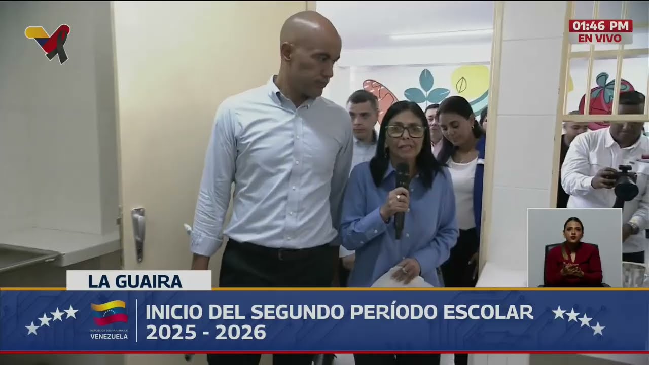 Delcy Rodríguez y Héctor Rodríguez en inicio de clases, 12 de enero de 2026