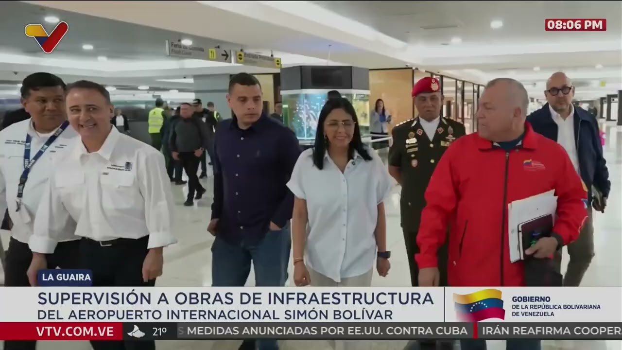 Delcy Rodríguez supervisa obras en el aeropuerto de Maiquetía, 31 enero 2026