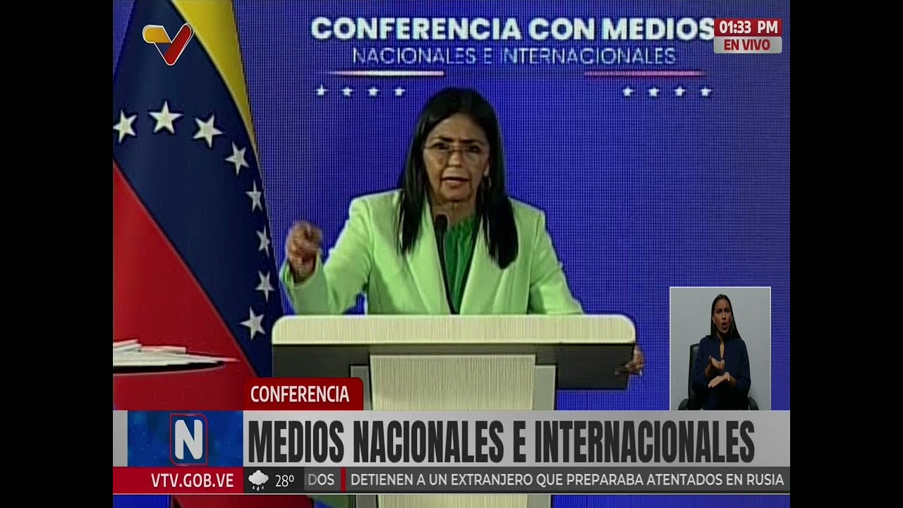 Delcy Rodríguez, encuentro con medios sobre acusaciones de narcotráfico a Venezuela, 8 sept 2025