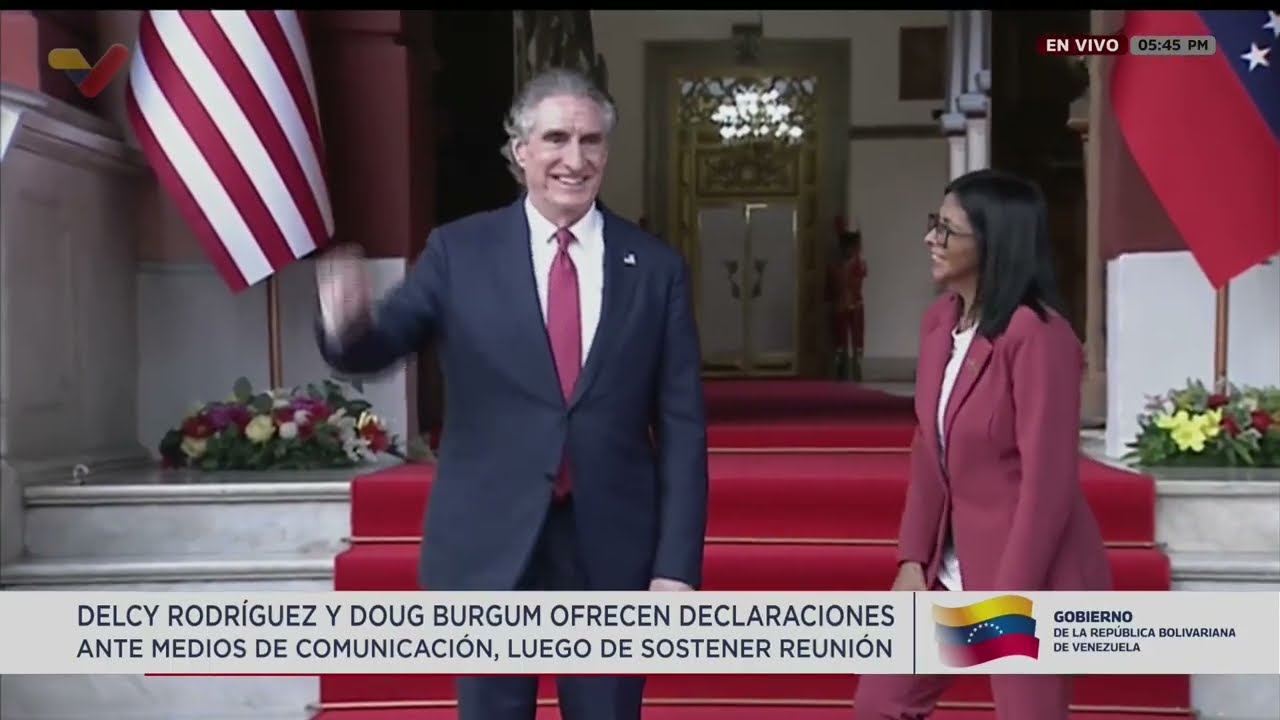 Delcy Rodríguez recibe a Doug Burgum, Secretario del Interior de Estados Unidos, y dan declaraciones