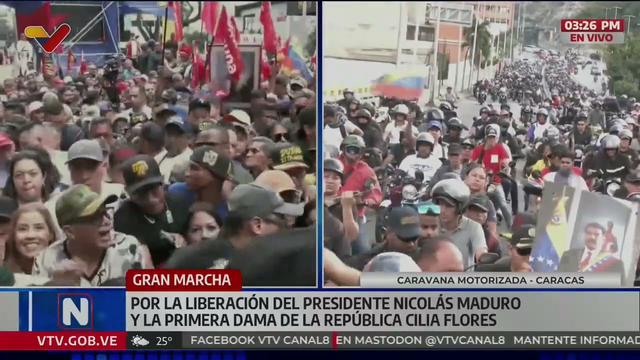 Marchan en Caracas exigiendo liberación del Presidente Nicolás Maduro y su esposa Cilia Flores