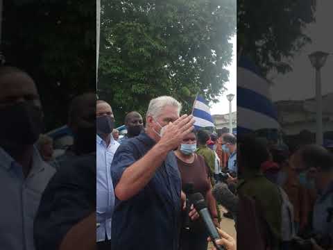 Intervención de Miguel Díaz-Canel desde las calles de San Antonio de los Baños, Artemisa, Cuba