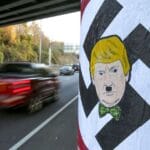 Trump's likeness painted with Hitler mustache and swastika in Atl
