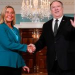 U.S. Secretary of State Pompeo meets with European Union High Representative Mogherini at the State Department in Washington