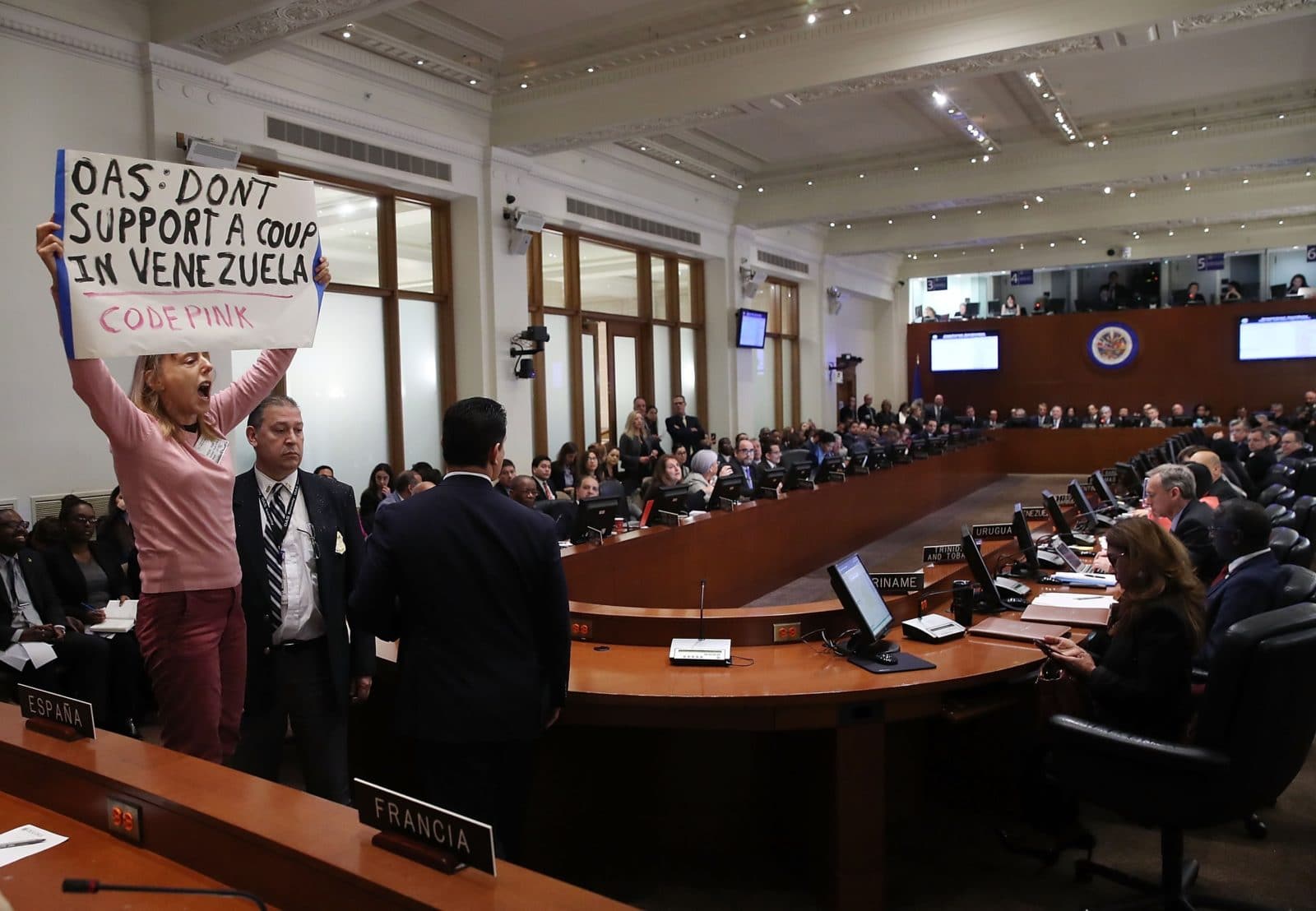 Secretary Of State Pompeo Discusses Recent Upheaval In Venezuela At The Organization Of American States In D.C.