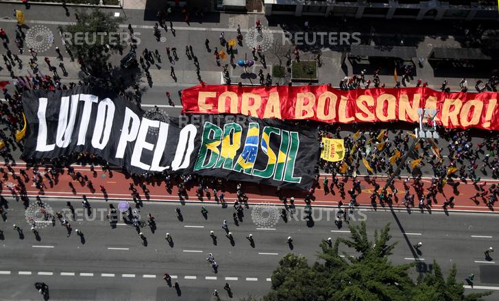 People attend the Grito dos Excluidos (Cry of the Excluded) as part of a demonstration against the President Jair Bolsonaro government