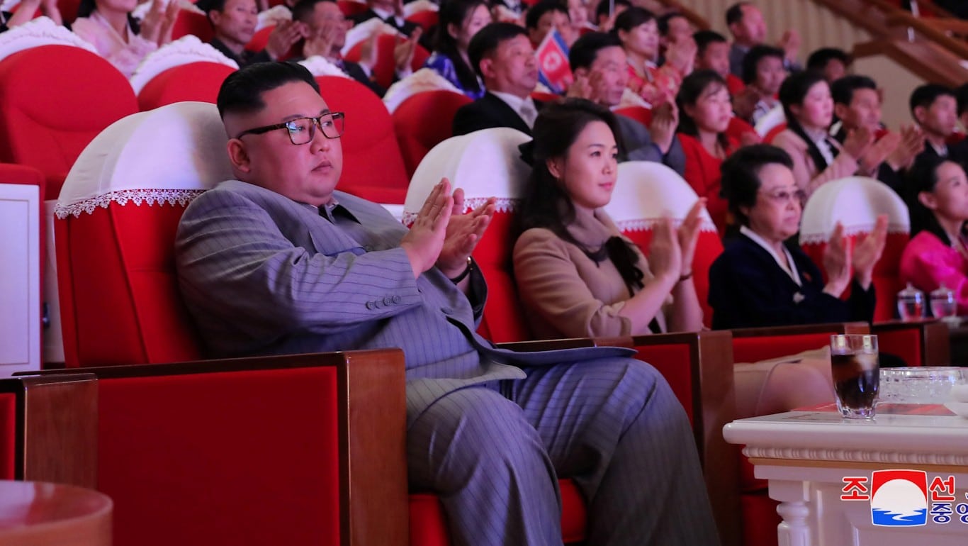 North Korean leader Kim Jong Un watches a performance in Pyongyang