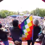 Multitude gathered in Villazon, Bolivia to welcome Evo Morales as a hero after returning from exile.