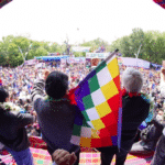 Multitude gathered in Villazon, Bolivia to welcome Evo Morales as a hero after returning from exile.