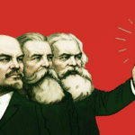 Marx, Engels and Lenin taking a selfie