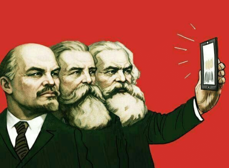 Marx, Engels and Lenin taking a selfie