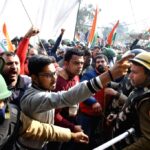 Goons attacking a protest site at Singhu. Photo courtesy of SIANS.