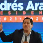 The Ecuadorian presidential candidate Andrés Arauz offers a press conference in Quito, Ecuador, February 9, 2021. (Photo: AFP).