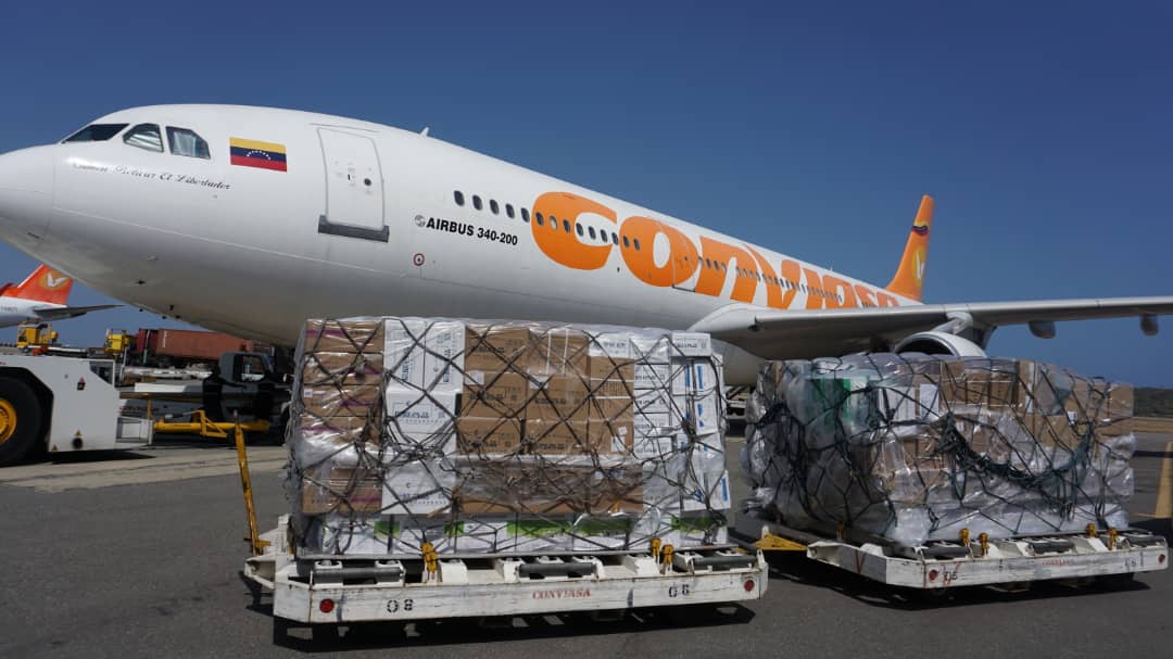 10th flight with Chines humanitarian aid arrives in Venezuela. Photo courtesy of MPPRE.