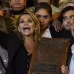 Former de facto Bolivian ruler, Jeanine Áñez, a few hours after self appointing herself as president. Photo Getty Images.