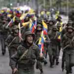 Military units and the Bolivarian National Guard of Venezuela participate in the military exercises called Bolivarian Shield Supreme Commander Hugo Rafael Chávez Frías 2021, in Caracas on March 5, 2021. (Photo by Yuri CORTEZ / AFP).