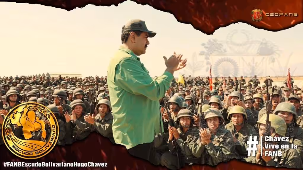 Featured image: President Maduro surrounded by Venezuelan soldiers. File photo.