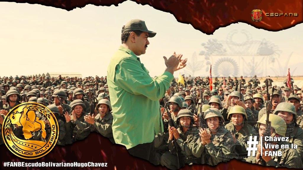 Featured image: President Maduro surrounded by Venezuelan soldiers. File photo.