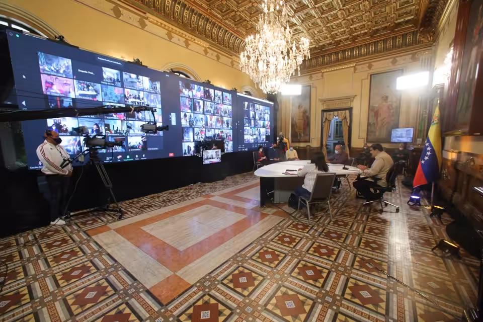 Featured image: President Maduro during a video conference in the Miraflores Palaca. Photo courtesy of Prensa Presidencial.