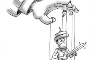 Featured image: Being a US puppet. Photo courtesy of Global Times.