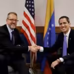 Featured image: US ambassador 2.0 to Venezuela and head of Venezuelan opposition, James Story with former deputy Juan Guaido. File photo.