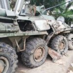 Venezuelan tank destroyed by Colombian paramilitary gangs in Apure state on Thursday, April1. Photo courtesy of Ultimas Noticias.