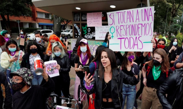 Featured image: Women protesting in Colombia due to sexual assaults against women and LGBTQ protesters by police. Photo courtesy of RedRadioVE.
