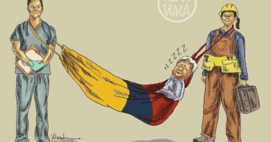 Featured image: Poster on Lenin Moreno commemorating May 1st Workers Day and showing him sleeping. Photo courtesy of @vdarqueaj.