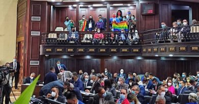 Featured image: The LGBTQ flag raised on Venezuelan National Assembly. Photo courtesy of @VE_Igualitaria .