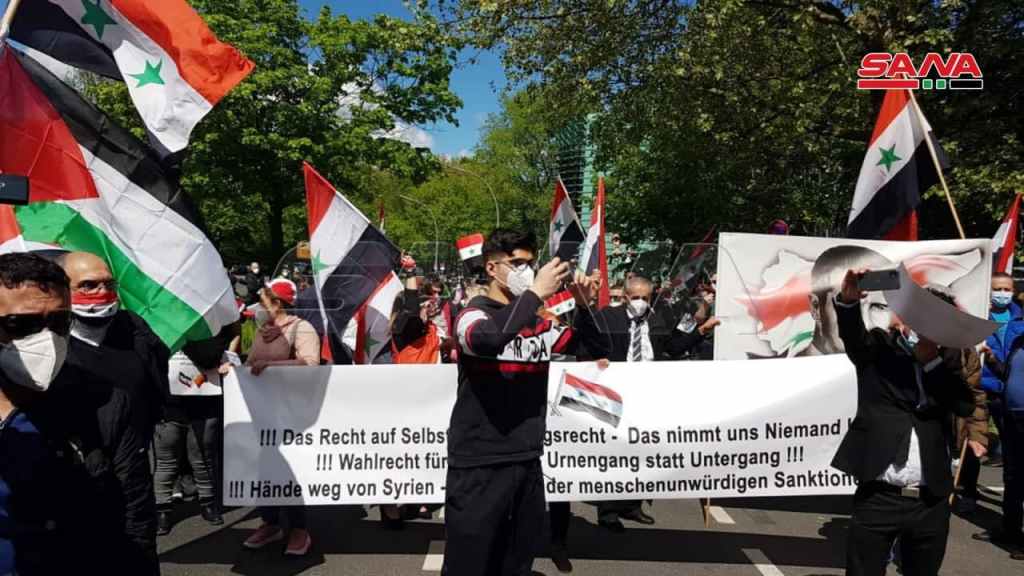 Syrians in Germany protesting against disenfranchisement. Photo by SANA.