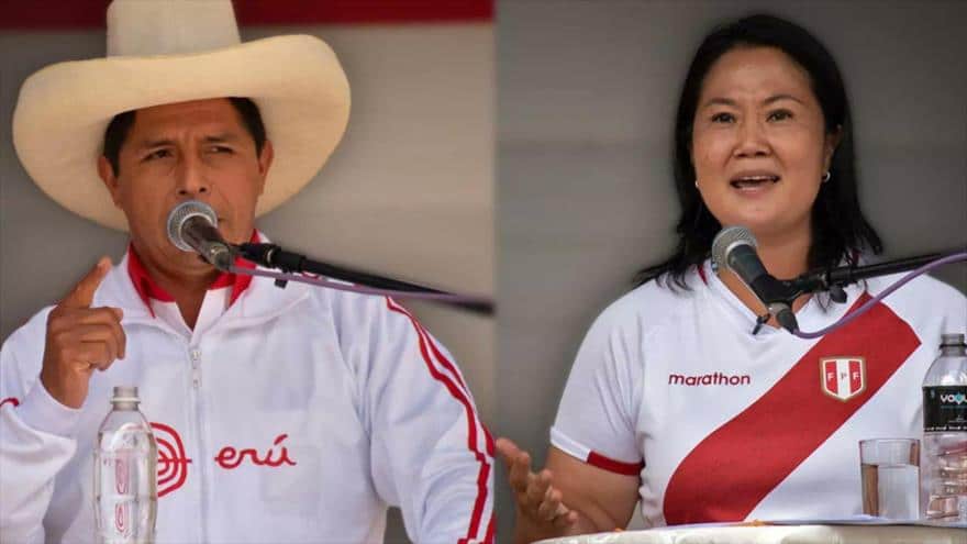 Featured image: The presidential candidates of Peru, Keiko Fujimori and Pedro Castillo. Photo courtesy of HispanTV.