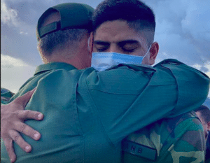 Featured image: Venezuelan Minister for Defense, Vladimir Padrino receiving with affection one of the soldier release from Colombian narco terrorist gangs captivity. Photo courtesy of CEOFANB.