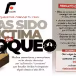 Featured image: Poster prepared by Fundalatin asking the victims of the US and European blockade to contact them. Photo courtesy of Fundalatin.