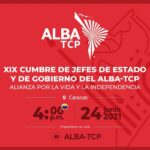 Banner with the next ALBA-TCP summit information. Photo courtesy of @SachaLlorenti .
