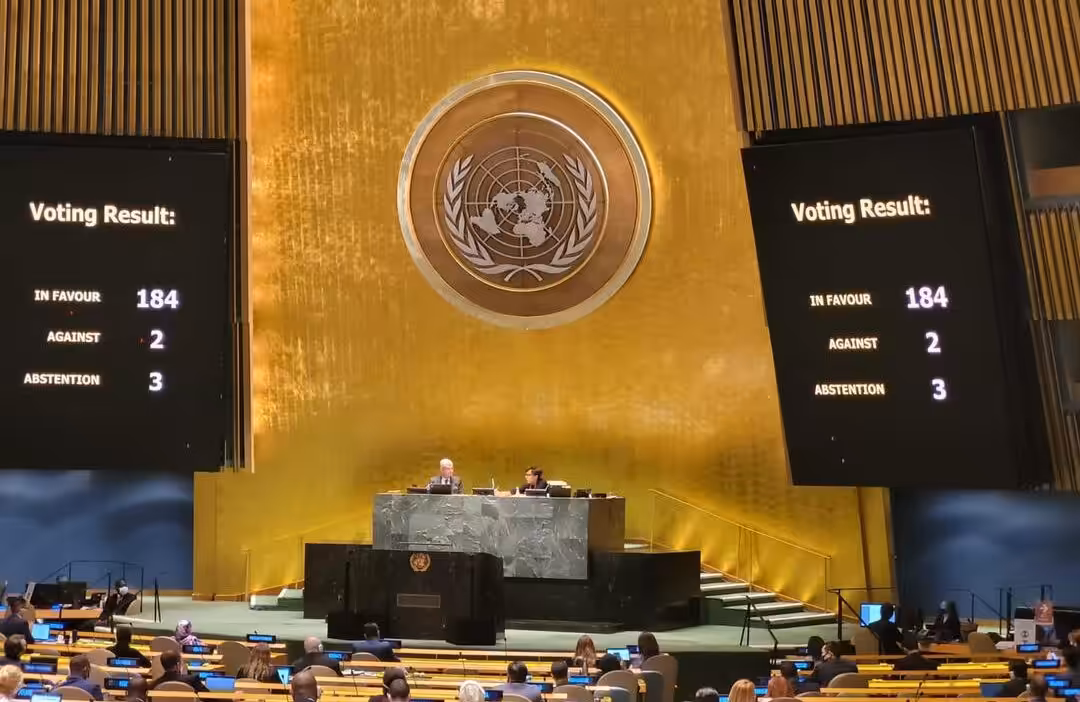 Voting result in the United Nations against the US blockade on Cuba. Photo courtesy of @NicolasMaduro