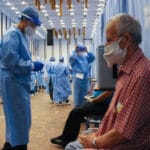 Senior Venezuelan about to be vaccinated against COVID-19 in the Alba Caracas Hotel. Photo courtesy of Ultimas Noticias.