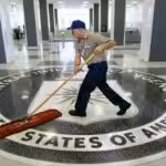 CIA entrance being mopped. File photo.