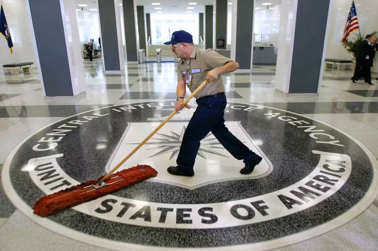 CIA entrance being mopped. File photo.