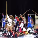 Performance representing Simon Bolivar leading the battle of Carabobo and defeating for good Spanish empire troops. Photo courtesy of Prensa Presidencial.