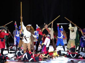 Performance representing Simon Bolivar leading the battle of Carabobo and defeating for good Spanish empire troops. Photo courtesy of Prensa Presidencial.