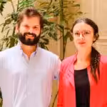 Gabriel Boric and Chilean "communist"  Camila Vallejo while presenting a draft law proposal in 2019. File photo.