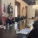 Venezuelan authorities meet with Swiss representatives in Casa Amarilla, Caracas. Photo courtesy of Twitter: @SwissPeaceHR