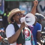 Antoinette Duclair, who was shot and killed in Haiti's capital, is seen here speaking on February 14, 2021 in Port-au-Prince Reginald LOUISSAINT JR AFP